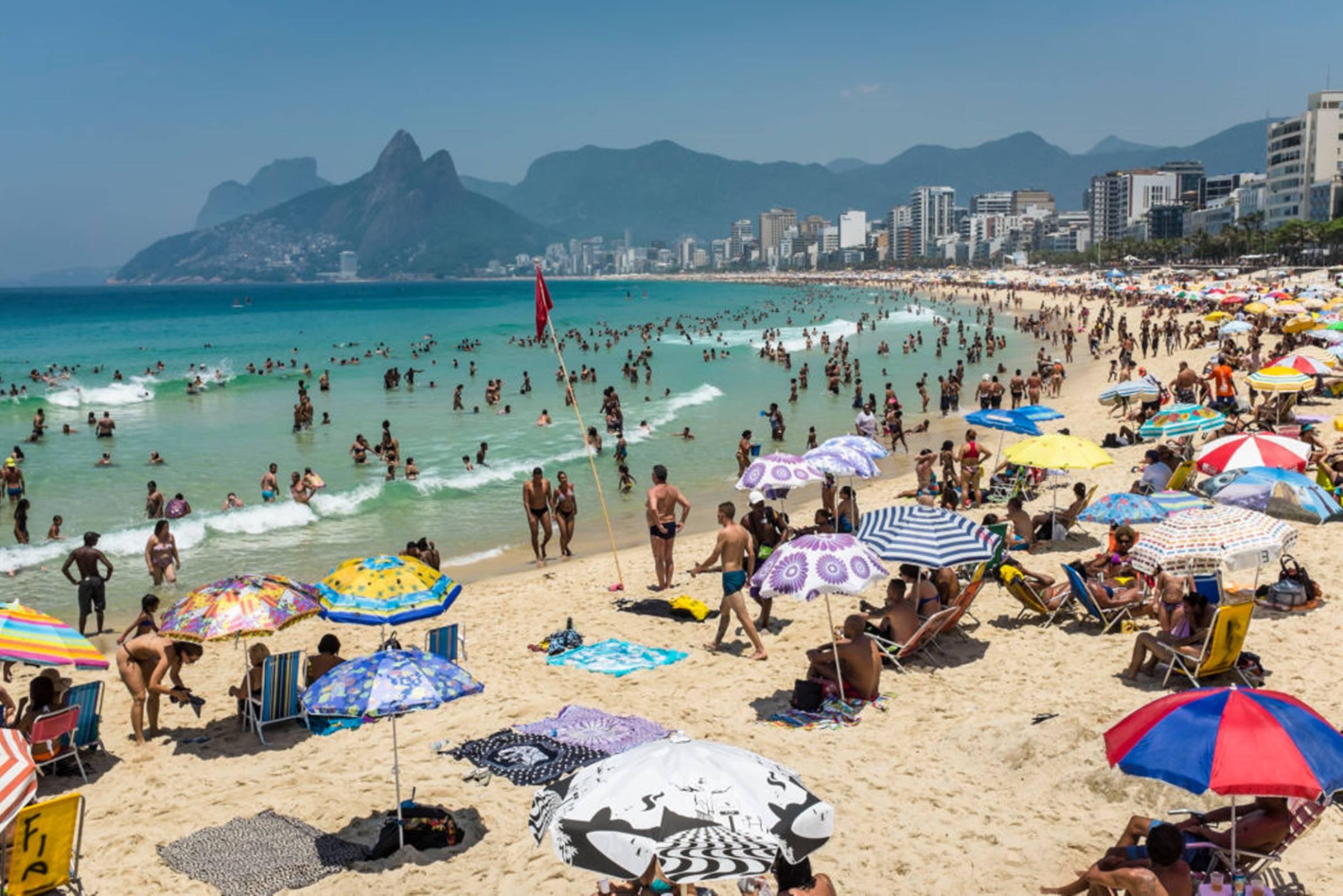 A packed Ipanema beach on hot summer's day.